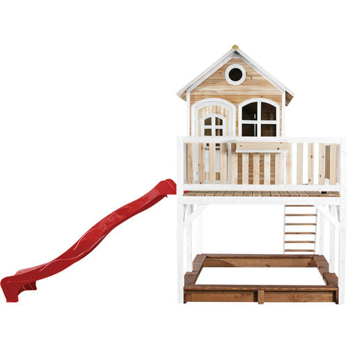 AXI Spielturm Liam aus Holz in Braun, Weiß und Rot mit Roter Rutsche, B/H/T: 377 x 291 x 255 cm - Bild 2