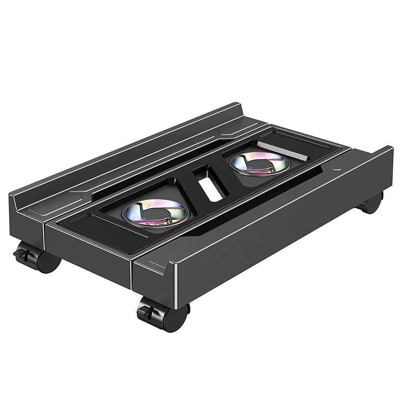 BEISHI Verstellbarer Computerturmständer mit Lüfter und 4 Rollen, Mobiler CPU-Halter und PC-Bodenwagen in Schwarz, Grau oder Transparent - Bild 5