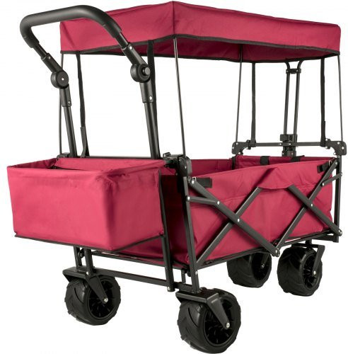 VEVOR Klappbarer Bollerwagen mit abnehmbarem Verdeck, Belastbarkeit bis 100 kg, faltbarer Outdoor-Transportwagen mit großen Rädern und verstellbarem Griff - Bild 1