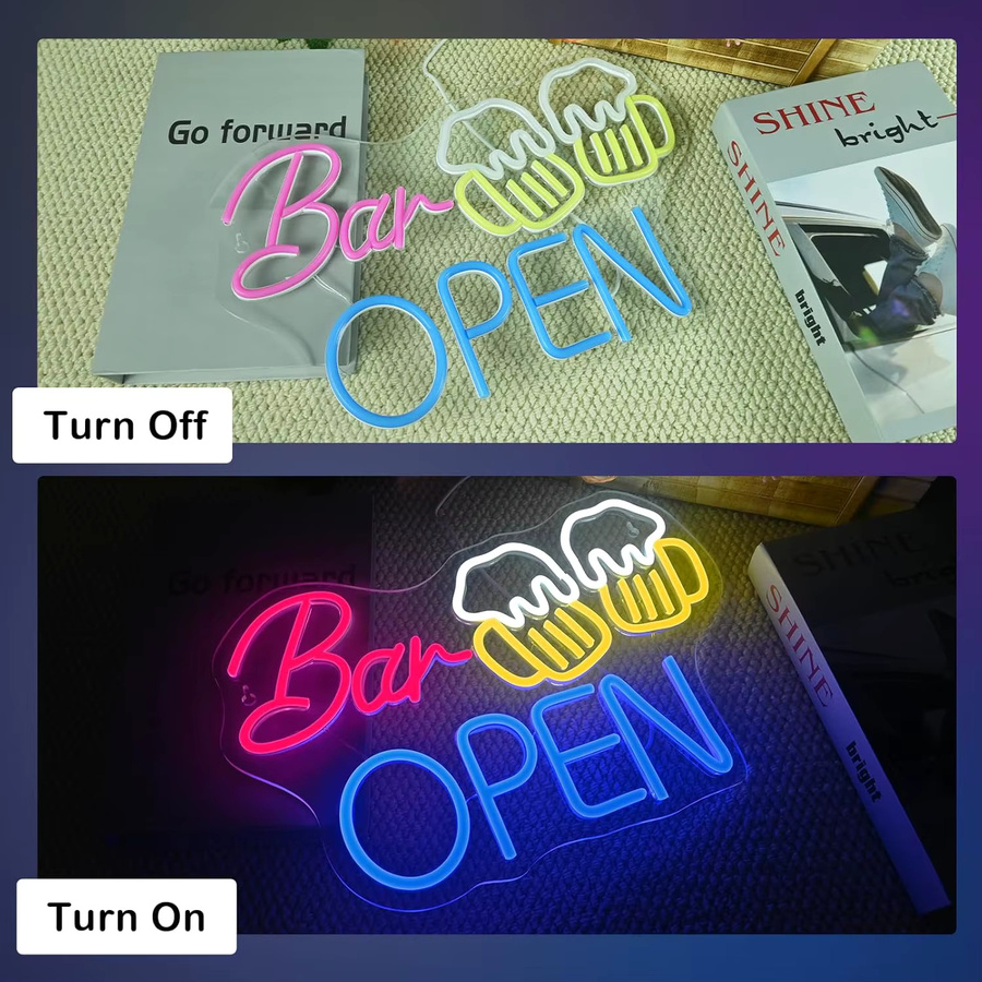 NEONAEON Bierbar-Neonschild, dimmbares LED-Schild in Multicolour mit USB-Anschluss und transparentem Gehäuse - Bild 4