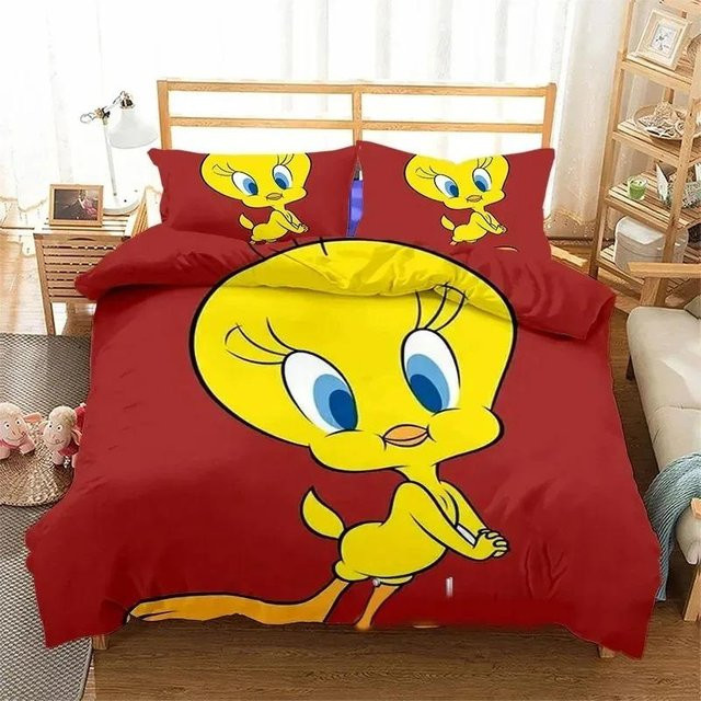 Lodestar Tweetys Vogel Bettwäscheset aus Mikrofaser mit 3D-Druck, Rot, B/H: 70 x 133 cm - Bild 1
