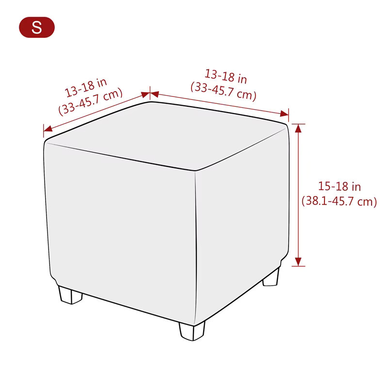 WANERQU Spandex Stretch Ottoman Hockerbezug für quadratische Fußhocker, abnehmbarer Pouf-Bezug in Rot und Grau - Bild 2