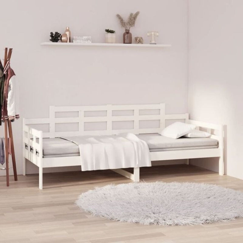 Vidaxl Tagesbett aus Massivholz Kiefer in Weiß, Skandinavischer Stil, B/T/H: 90 x 200 cm - Bild 1