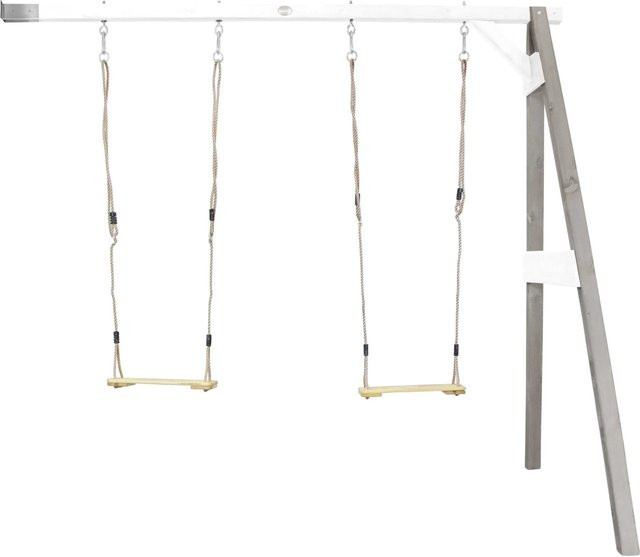 AXI Doppel-Anbauschaukel aus Hemlock-Holz in Grau-Weiß, B/T/H: 244 x 160 x 207 cm - Bild 1