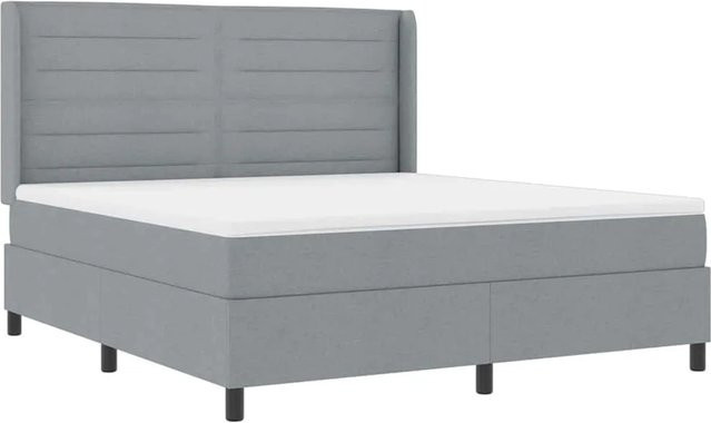 vidaXL LED Boxspringbett mit Matratze Hellgrau B/T/H: 180 x 200 x 183 cm - Bild 1