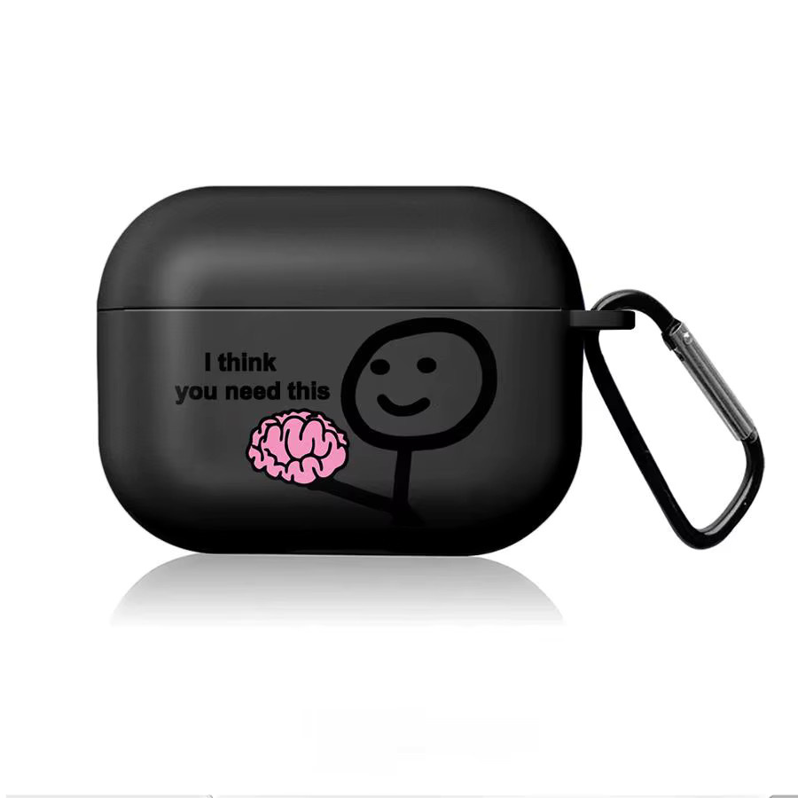 Schutzhülle für Apple AirPods Pro 1, 2 und 3 mit Cartoon Stick Figure Art Design in Schwarz - Bild 5