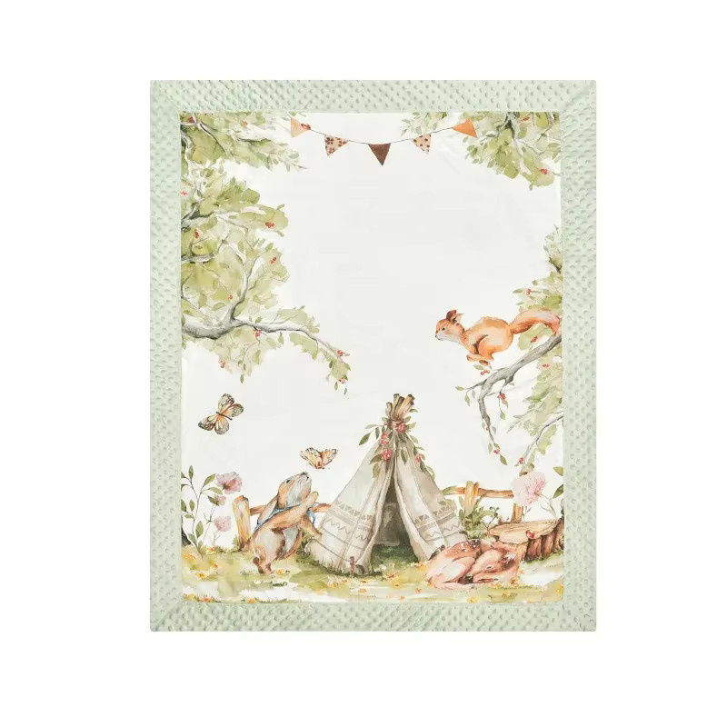 Weiche Baby Baumwoll Decke mit Cartoon Print für Säuglinge, Winter Quilt in Braun, B x H: 110 x 140 cm - Bild 3