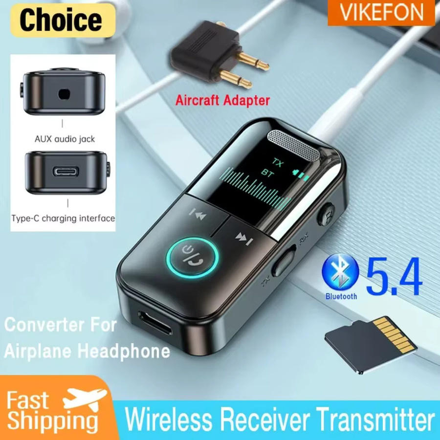 VIKEFON GT69 Bluetooth 5.4 Empfänger und Sender 4-in-1 Audio-Adapter in Schwarz für Auto, TV und PC mit HiFi-Sound und TF-Karten-Wiedergabe - Bild 2