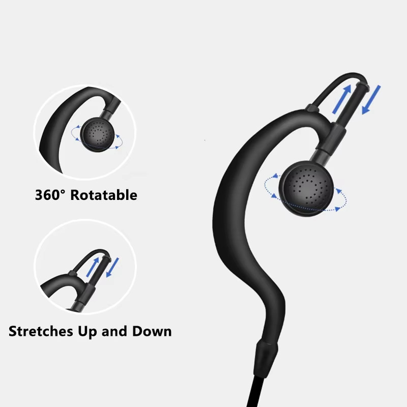 Baofeng In-Ear Walkie Talkie Headset mit Nylon-Geflecht in Schwarz für Kenwood Motorola und Quan Sheng Radios mit 1-poligem oder 2-poligem Anschluss - Bild 3