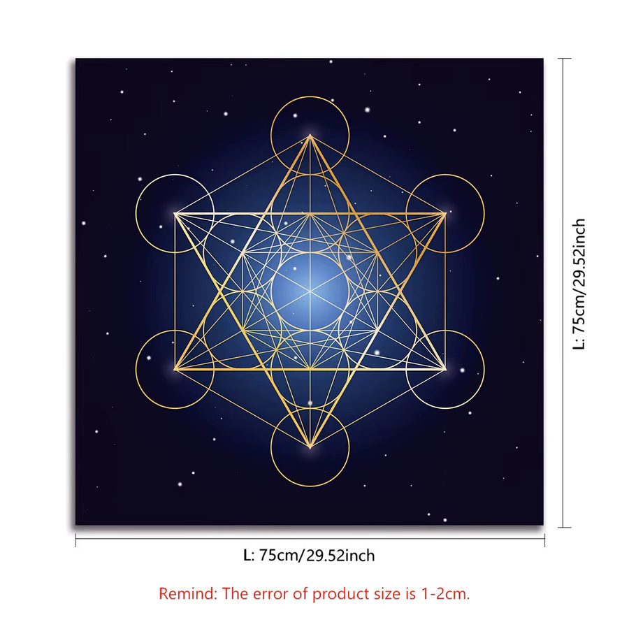 VIKAMA Metatron Symbol Tarot Tischdecke in Blau, Boho Altartuch für Wicca und Oracle Pad - Bild 2