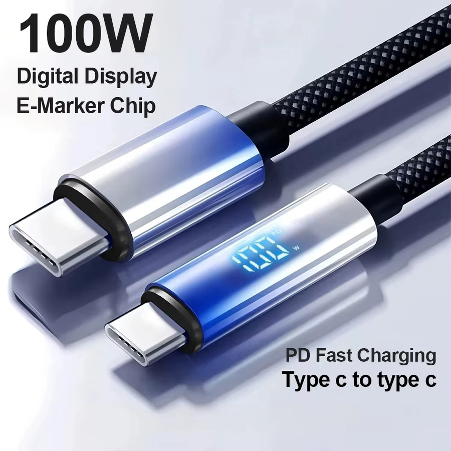 VBNM USB-C auf USB-C Kabel mit Digitalanzeige, 100W PD Schnellladekabel und Datenkabel, Blau - Bild 2