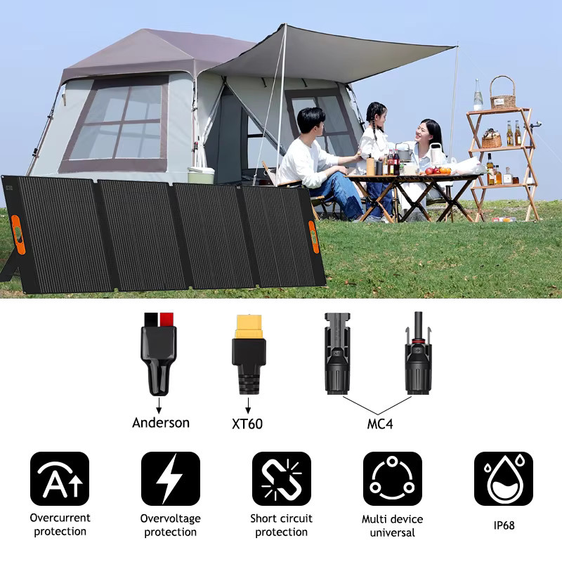 CHUBAN Tragbares Solarpanel 420W, faltbares Solarmodul mit verstellbarem Ständer, IP68 wasserdicht, Schwarz - Bild 5