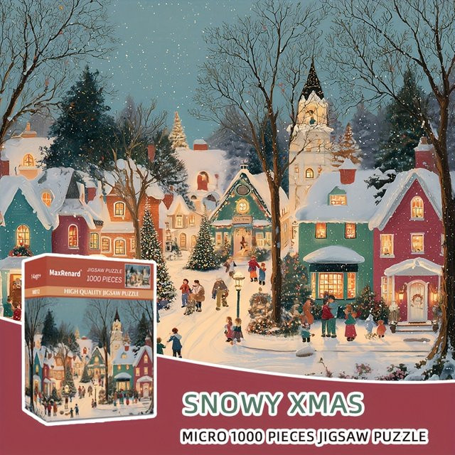 MaxRenard Weihnachtsschneeszene Mini-Puzzle, 1.000 Teile, ab 14 Jahren - Bild 1