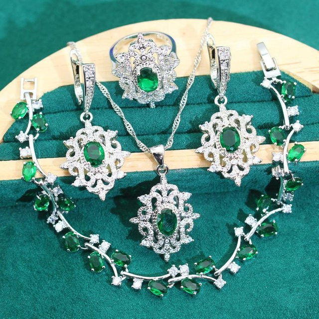 YIRAN Jewelry 5 Schmuckset, Diamanten, Damen, grau - Bild 1