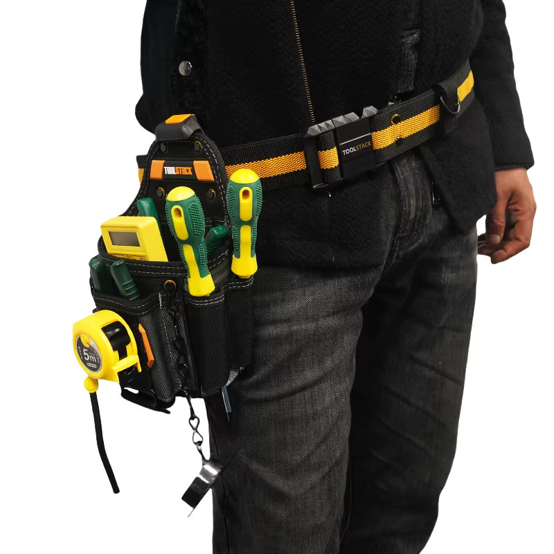 TOOLSTACK Multifunktionale Elektrikertasche in Schwarz mit Gürtel und Schnellhaken zur Werkzeugaufbewahrung - Bild 5