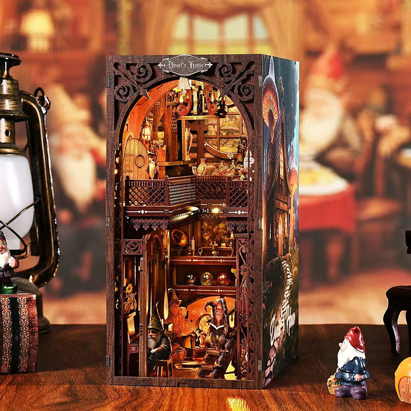 Battoom DIY 3D Holzpuzzle Bücherregal als Puppenhaus Regaleinsatz in Braun - Bild 5
