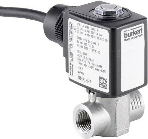 Bürkert Kolbenventil 380813 6240 Servogesteuert 230V G 3/8 Nennweite 6mm Schwarz aus Edelstahl - Bild 1