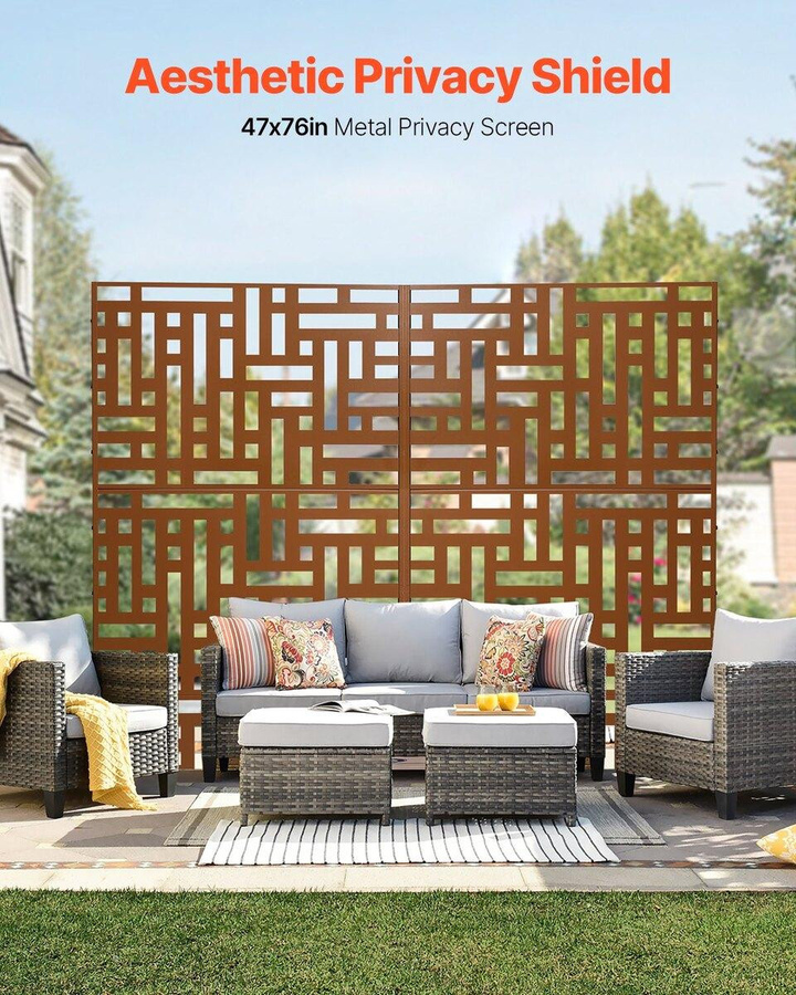 Buying Solutions, MB Metall Sichtschutz Paravent Braun für Outdoor B/H/T: 47 x 193 x 50,8 cm - Bild 3