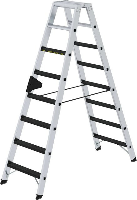 PROREGAL Stufen-Stehleiter Clip-Step R13 beidseitig begehbar in Silber, 2 x 8 Stufen, Tragkraft 250 kg - Bild 1