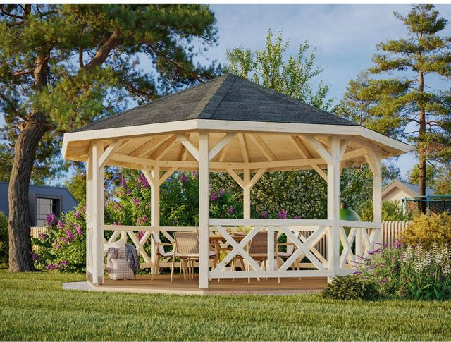Palmako Holz-Pavillon Betty aus imprägniertem Fichtenholz in Natur Braun B/T/H: 465 x 465 x 75 cm - Bild 1