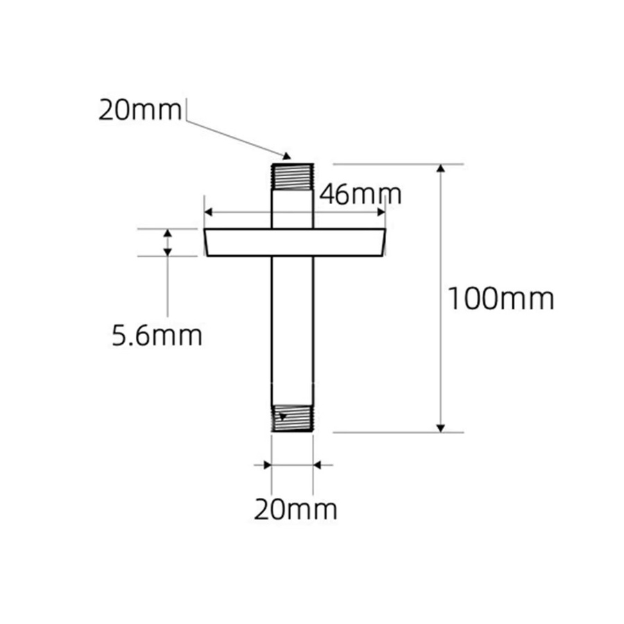 VIBRATITE Duschkopfverlängerung für die Deckenmontage mit Flansch in Schwarz, Länge: 10 cm, G1/2-Anschluss - Bild 5