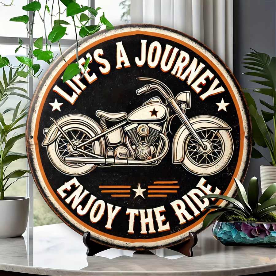 Potdemiel Vintage-Wandkunst Life's a Journey, Enjoy the Ride Aluminiumschild, B/H: 20,3 x 20,3 cm - Bild 3