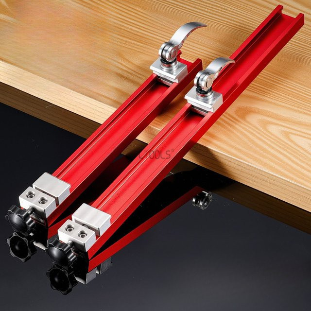 LTOOLS Verstellbare Kreissägen-Führungsschiene aus Aluminiumlegierung in Rot für präzise Schneide- und Fräsarbeiten an Holzbearbeitungswerkzeugen - Bild 1