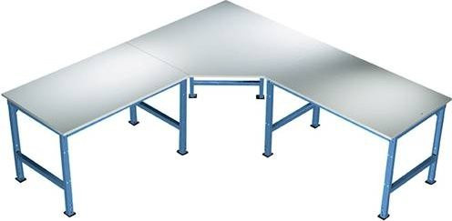 Manuflex AU0037.5012 Universal Fünfeck-Verkettungselement mit Kunststoff-Platte in Licht-Blau (RAL 5012) für Tischtiefe: 60 cm - Bild 1