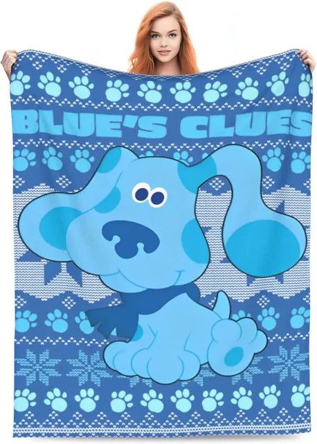 Blues Clues Ugly Christmas Fleecedecke als warme Überwurfdecke für Sofa oder Bett - Bild 1