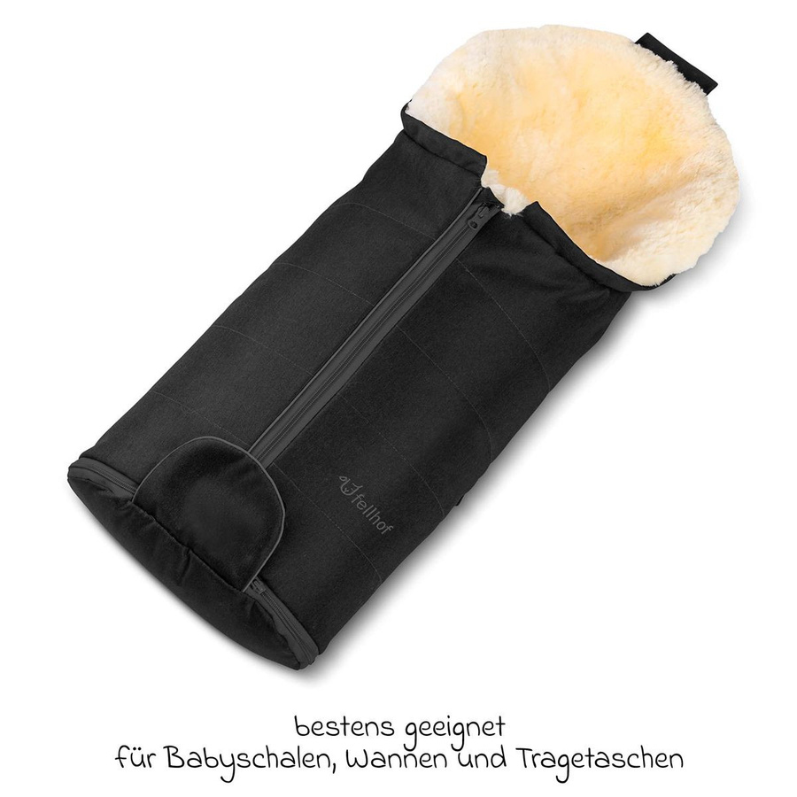 Fellhof Lammfell-Fußsack Gastein für Babyschalen und Babywannen, Schwarz - Bild 2