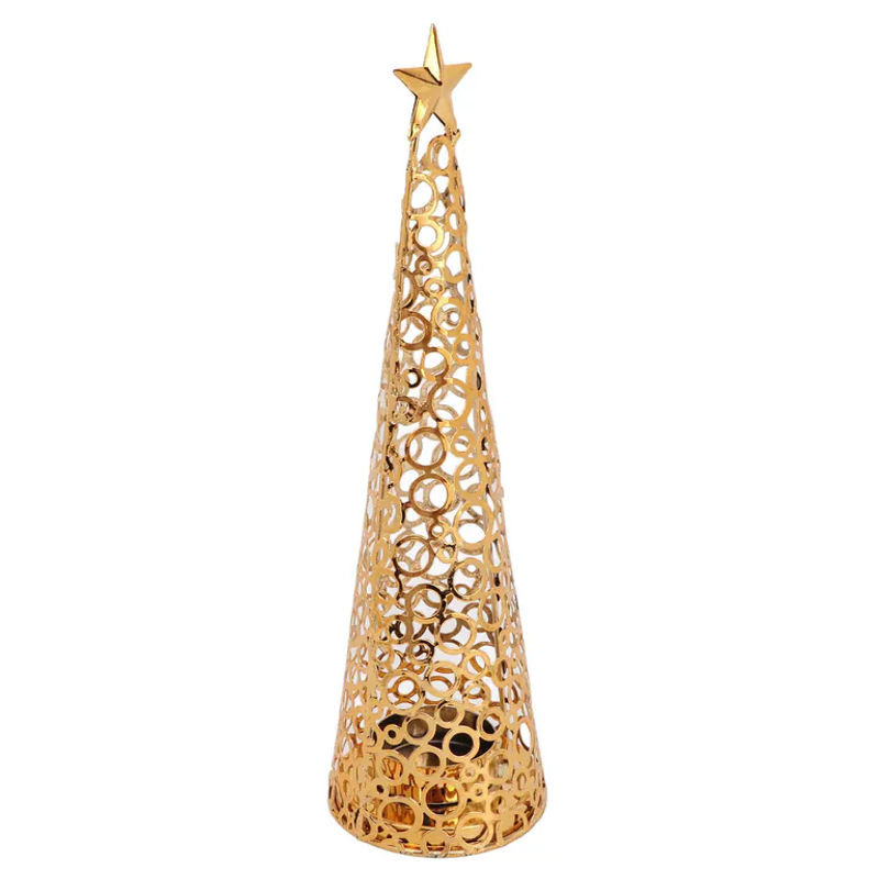 Tooarts Kerzenhalter in Weihnachtsbaumform aus Metall in Gold für Teelichter zur Tischdekoration - Bild 2