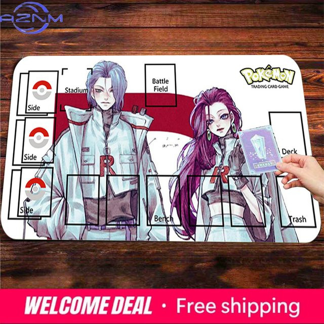 Potdemiel Spielmatte im Anime-Stil mit Team Rocket Jessie und James, rutschfeste Gaming-Mausunterlage, Mehrfarbig - Bild 1