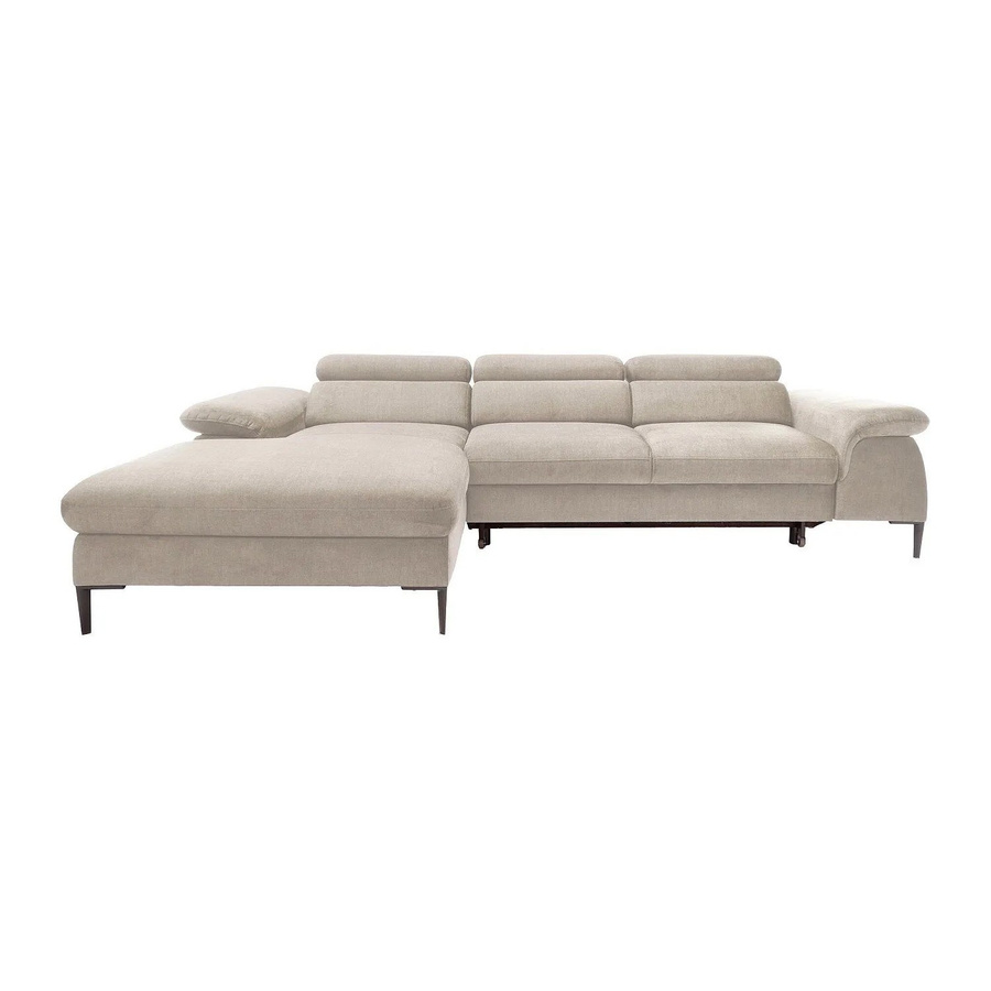 Schlafsofa Sepina von Pascal Morabito in Beige mit L-Form und Samtbezug, Breite: 288 cm - Bild 2