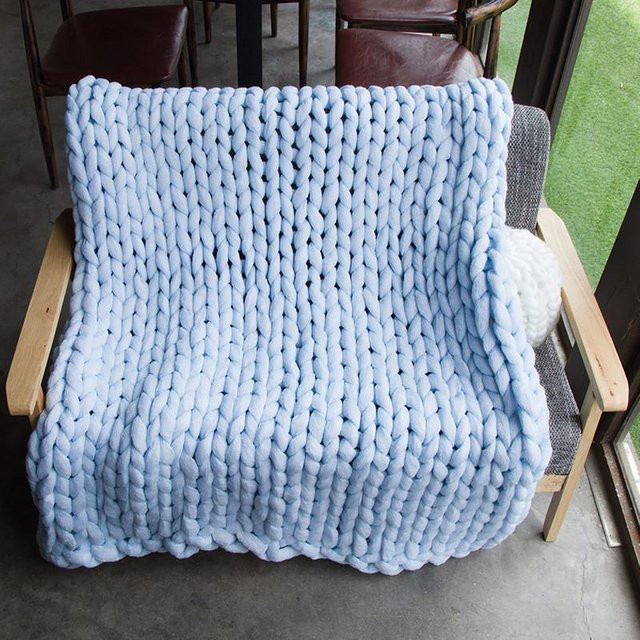 BirchFlume Handgewebte Kuscheldecke aus Baumwolle für Erwachsene, Blau, B x L: 100 x 120 cm - Bild 1