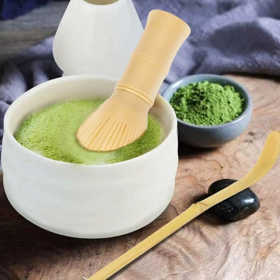 Matcha-Schneebesen Chasen aus Harz mit Schneebesenhalter für die Teezeremonie, Grün - Bild 2