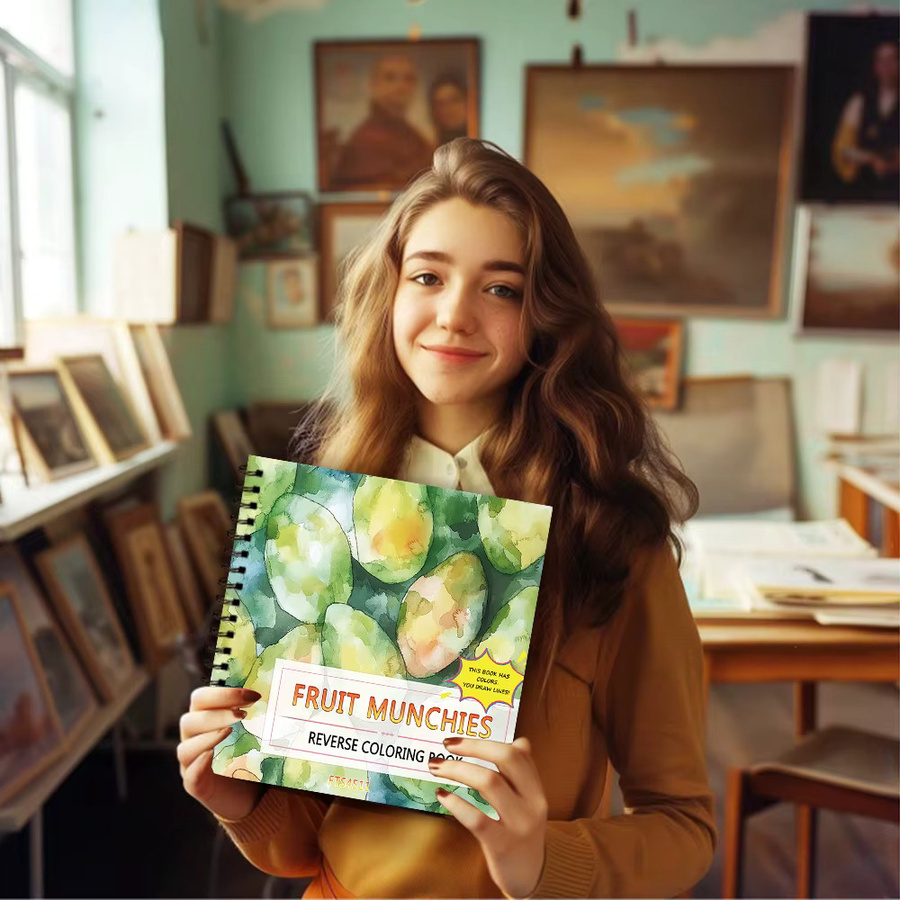 Aquarell-Frucht-Rückwärts-Malbuch mit 30 dicken Seiten à 100 g/m2 in Multicolor für kreative Linienaktivitäten - Bild 2