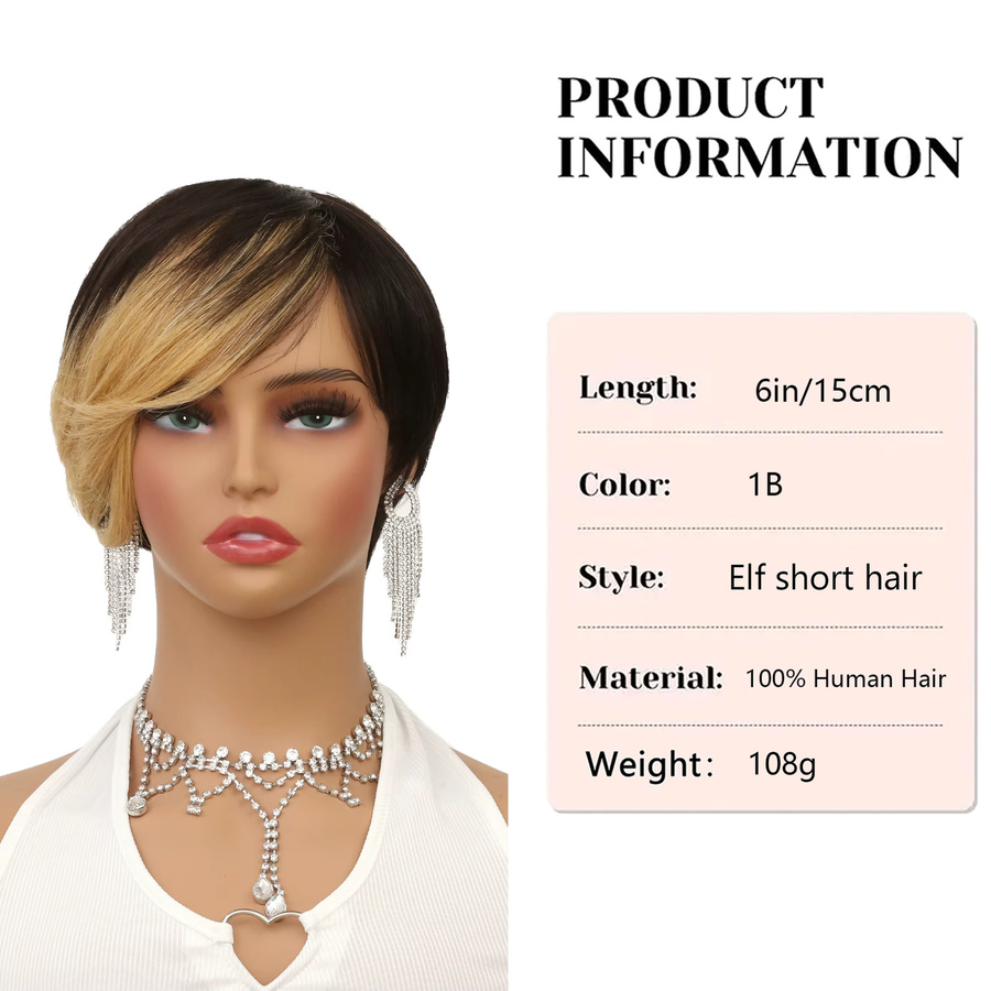 Suri Hair Pixie Cut Echthaar Perücke, 1b/27, blonde Farbe - Bild 3