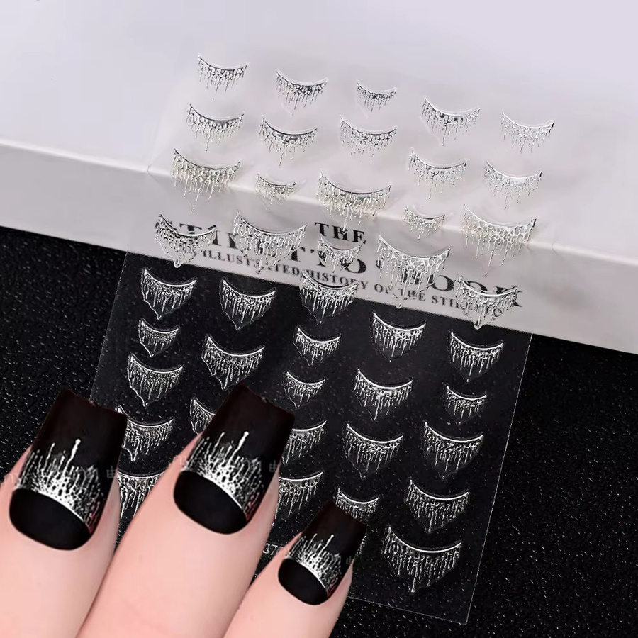 MAFANAILS Nail Art Aufkleber, Silber, Metallic, Unisex - Bild 2