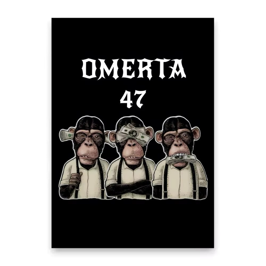 Omerta Maes 47 Logo Klebeposter in Schwarz-Weiß als Wanddekoration aus Papier, B: 20 cm, H: 15 cm - Bild 4