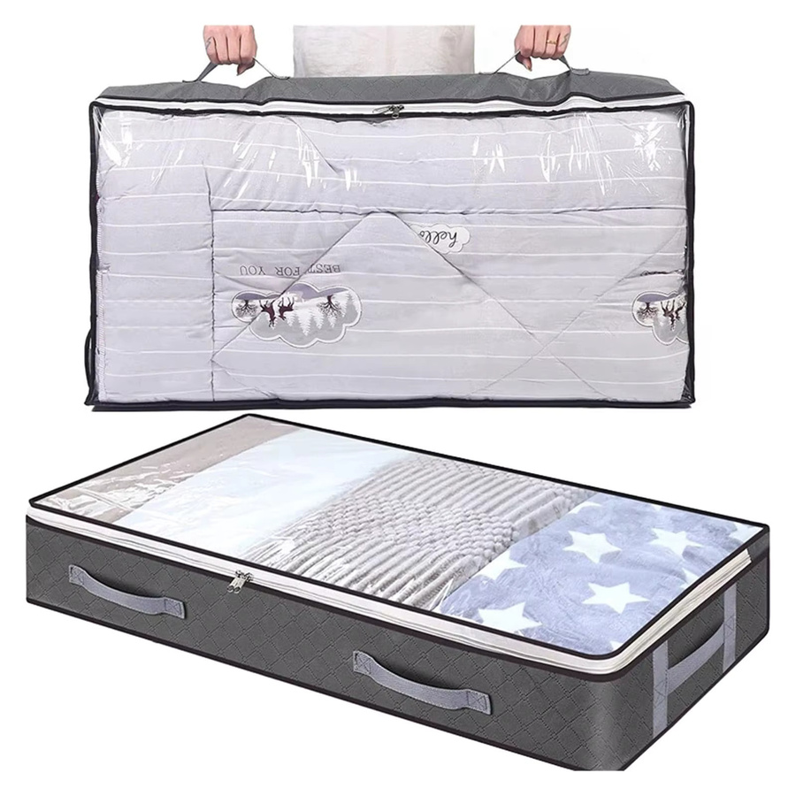 Untior Aufbewahrungstasche aus Vlies für unter das Bett, faltbarer Organizer für den Kleiderschrank, grau - Bild 2