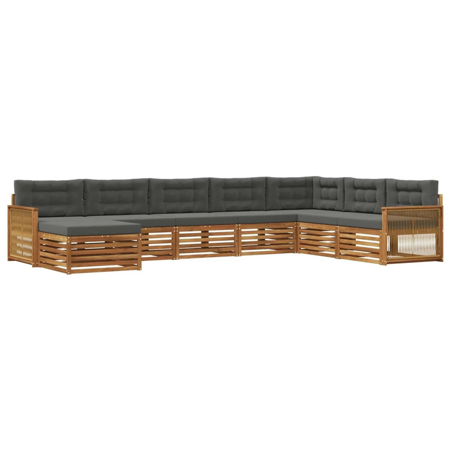 vidaXL Outdoor-Sofagarnitur L-Form aus Akazienholz mit 8 Kissen in Natur und Anthrazit - Bild 2