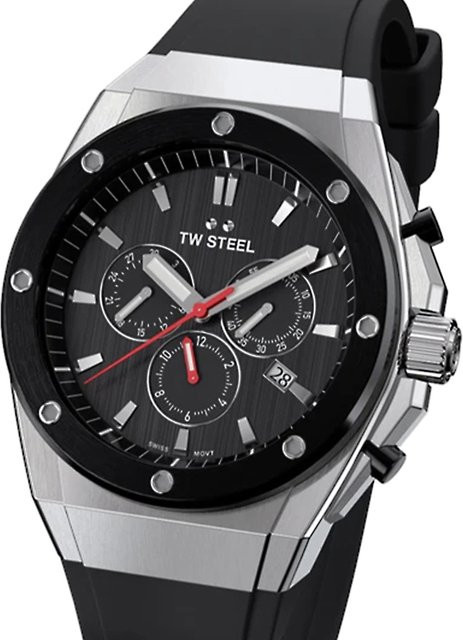 TW Steel Chronograph, Quarz, Edelstahl, 44 mm, Silikon, Schwarz, Herren - Bild 1