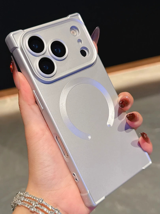 Silikon Schutzhülle für Apple iPhone mit magnetischer kabelloser Aufladung und Stoßstangenabdeckung in Orange und Silber - Bild 3