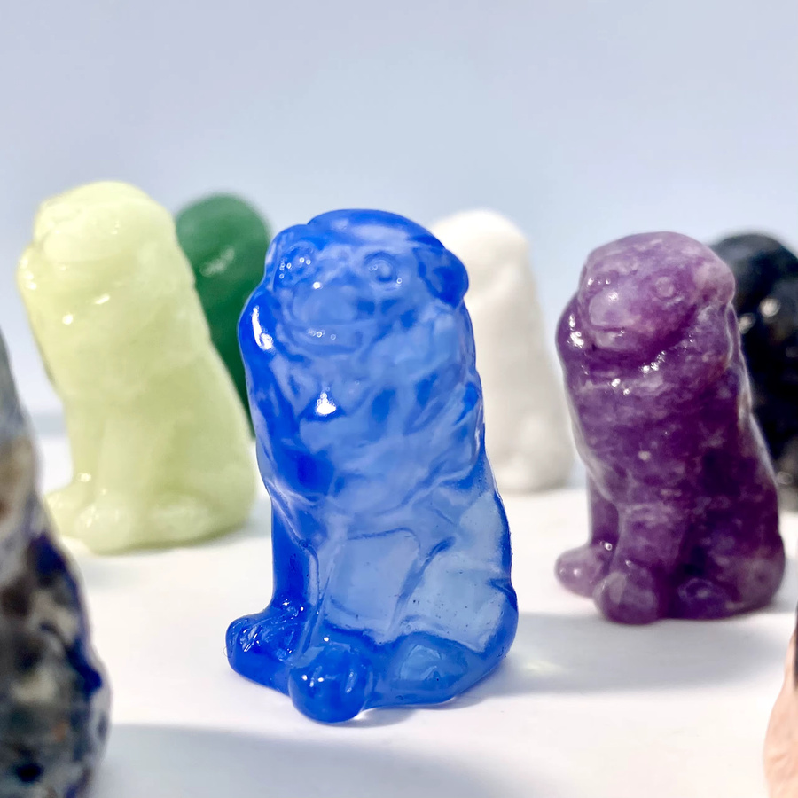 Natürliche Löwen-Kristallfigur aus Edelstein in Mehrfarben als Dekoration und Heilkristall - Bild 2