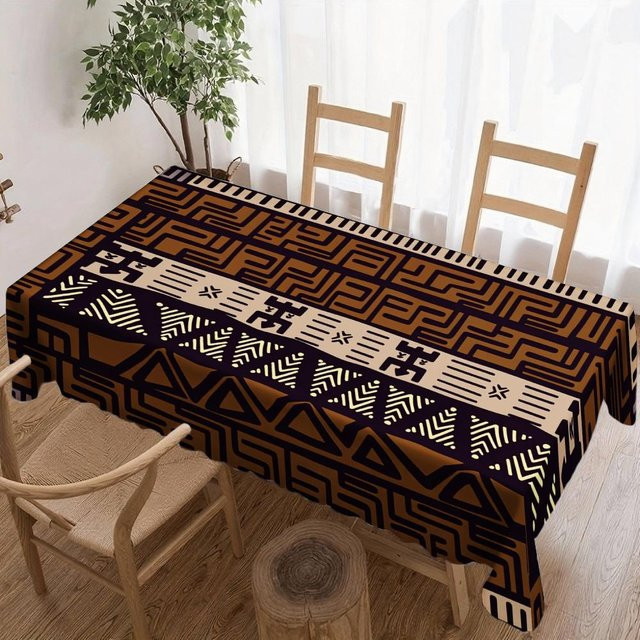 JINGYUE Pet Afrikanische Stammes Tischdecke Rechteckig, Braun, B/T: 140 x 200 cm, Wasserdicht und Waschbar - Bild 1