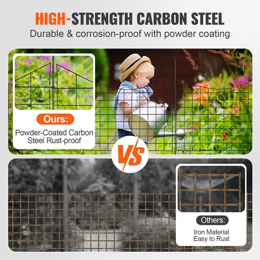 Buying Solutions MB Tierabwehrzaun aus Metall in Schwarz, dekorative Gartenbegrenzung ohne Bohren, Höhe: 93,0 cm, Länge: 74,93 cm - Bild 3
