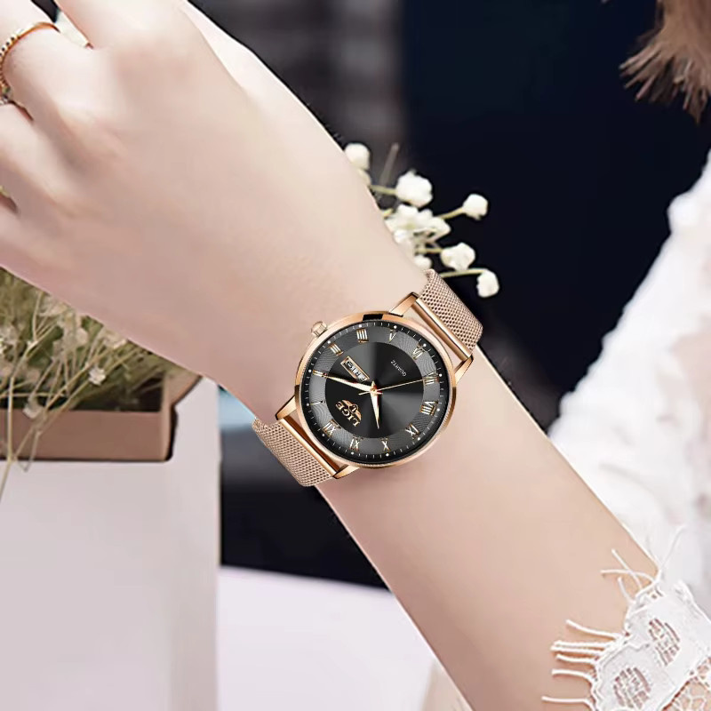 Lige Armbanduhr Edelstahl, Analoguhr, Schwarz, Damen - Bild 4
