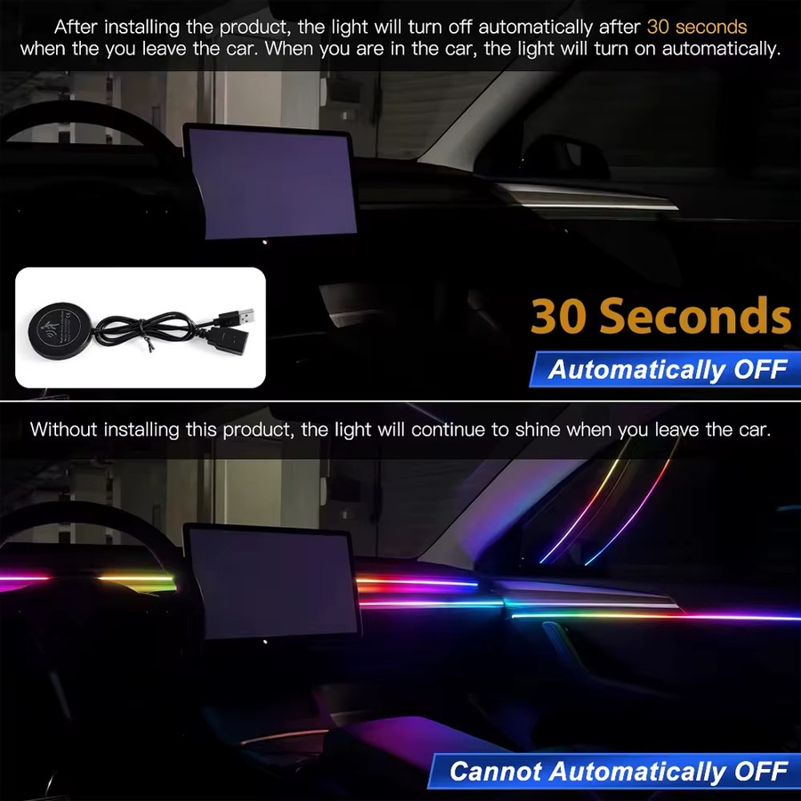 Fccemc LED Innenraumbeleuchtung Symphonie App-Steuerung für Tesla Modell 3 Y S X, RGB Multicolour, USB Expansion Dock, 110 cm Streifen - Bild 2