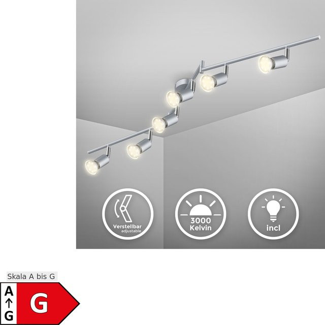 Deckenleuchte Lunis VI von B.K.Licht in Chrom, verstellbar mit LED und GU10 Fassung - Bild 1