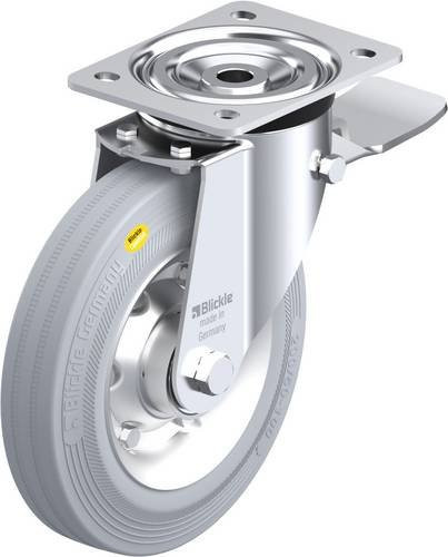 Blickle Lenkrolle L-RD 200K-ST-VLI mit Feststeller in Grau und Stahl, Rad-Durchmesser: 20 cm, Tragfähigkeit: 350 kg - Bild 1